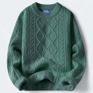 Aelfric Eden Oversized 90s Vintage Cable Knit Sweater M Green Unisex Pullover